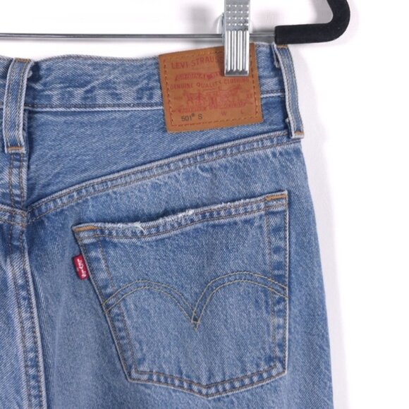 LEVIS PREMIUM 501 S Skinny Distressed Button Fly Jeans 100% Cotton W26 L32 - Picture 11 of 15